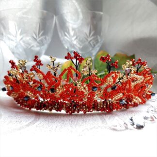 Red and Gold Radiance Bridal Wedding Tiara