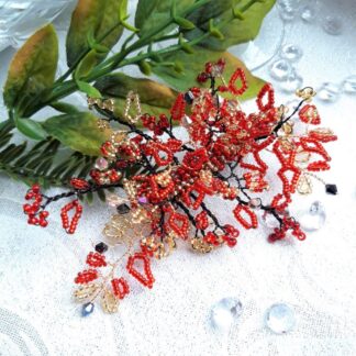 Red and Gold Radiance Bridal Wedding Hair Clip