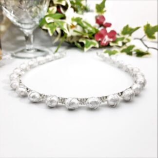 Silver Foiled Fresh Water Pearl Wire Wrapped Bridal Wedding Headband