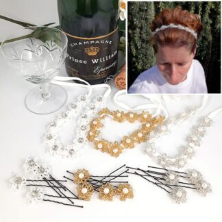 Silver, Pearl and Gold Bridal Headbands and Hair Pins