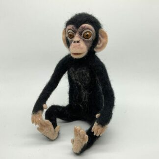 Needle felted Chimpanzee sculpture