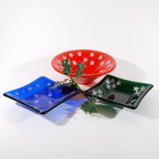 Christmas Snowflake Fused Glass Dishes
