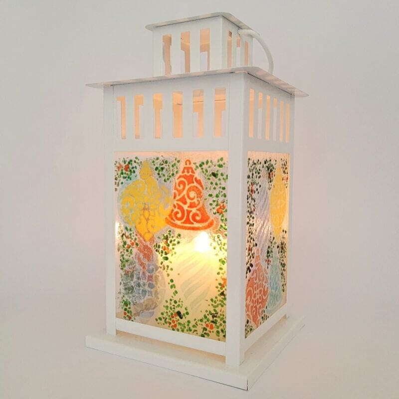Christmas Fused Glass Panelled Candle Lanterns