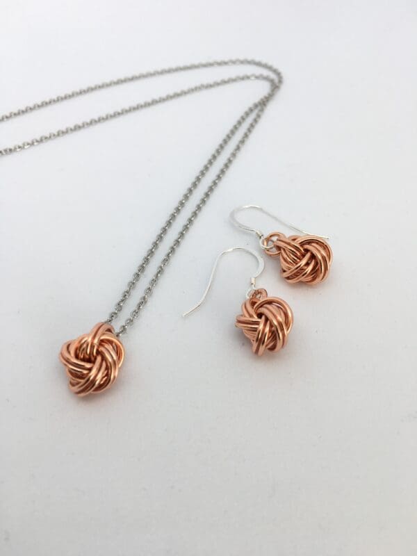 Copper Infinity Knot Pendant Necklace, Earrings or Jewellery Set – 7th Anniversary Gift - Image 5
