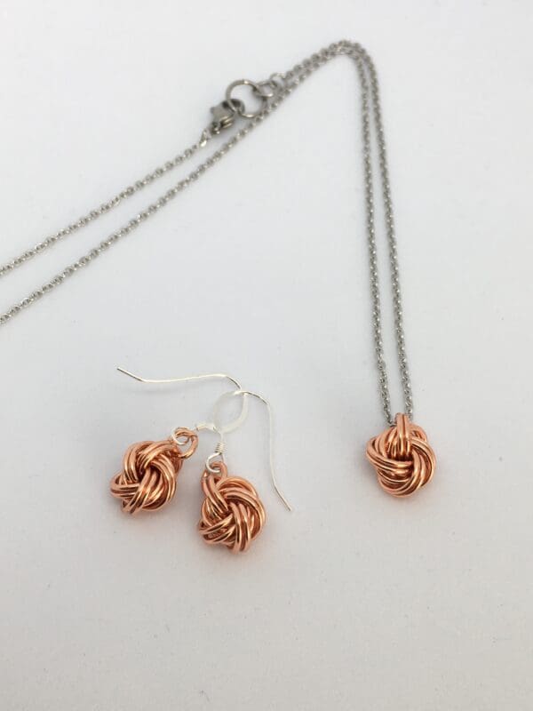 Copper Infinity Knot Pendant Necklace, Earrings or Jewellery Set – 7th Anniversary Gift - Image 6
