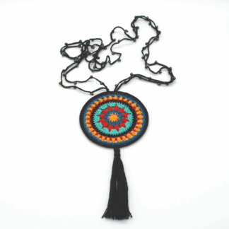 Festival chic crochet mandala necklace