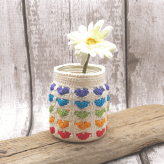 Rainbow hearts covered jar