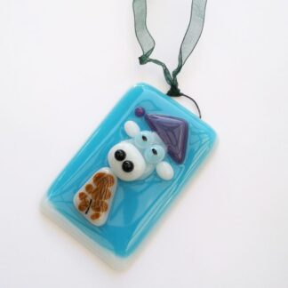 Fused glass cow Christmas decoration