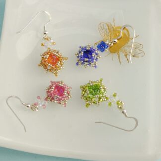 Colourful Beaded Crystal Earrings - Four Colour Options Available