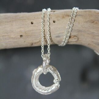 Cuttlefish cast sterling Silver linked circle Pendant