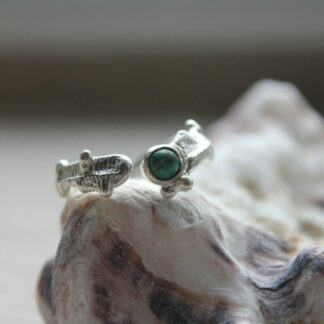 Cuttlefish Cast Sterling Silver Ring with Turquoise