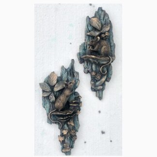 Bronze Mouse Wall Art Sculpture Set