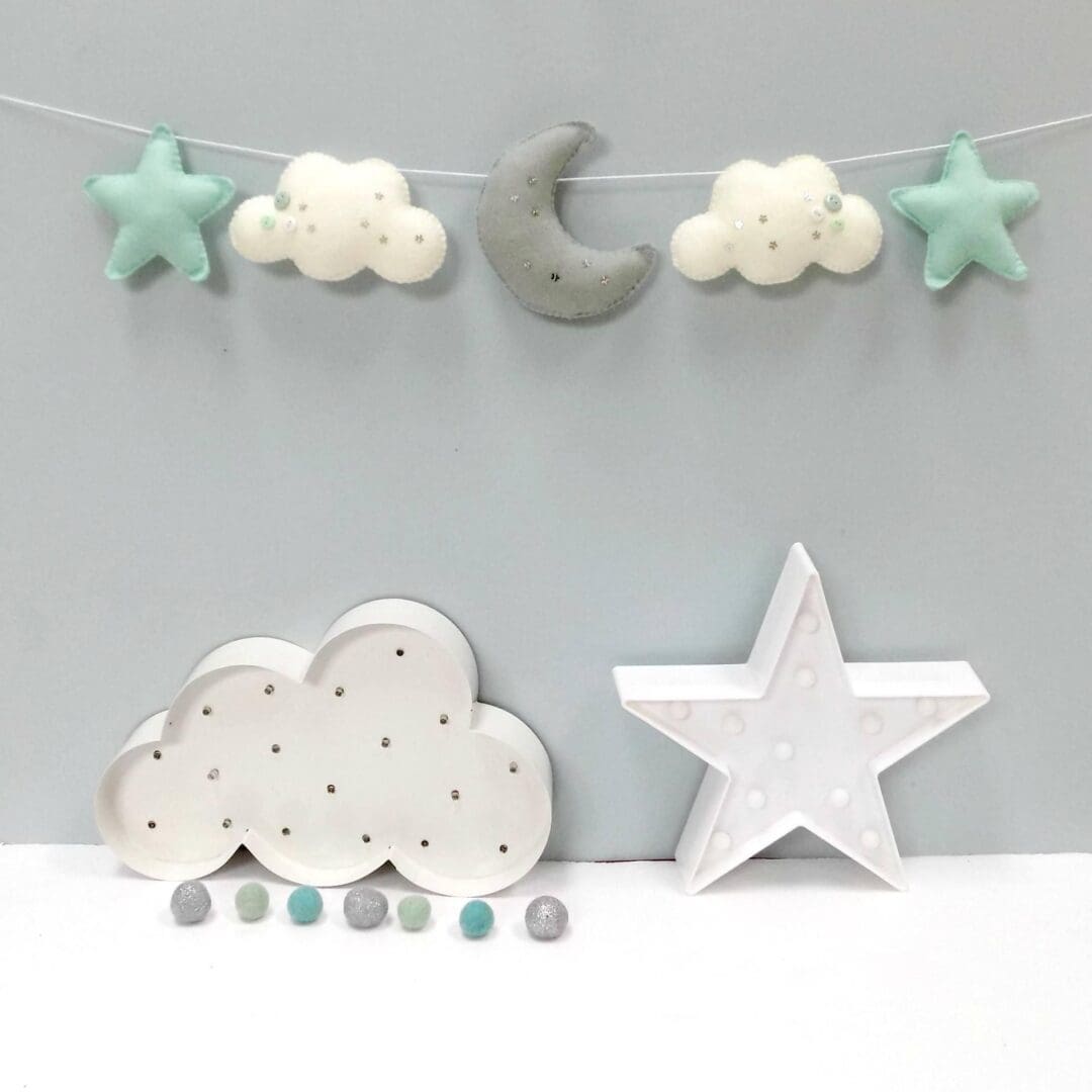 Moon and Star felt garland in your choice of colours. - Image 3