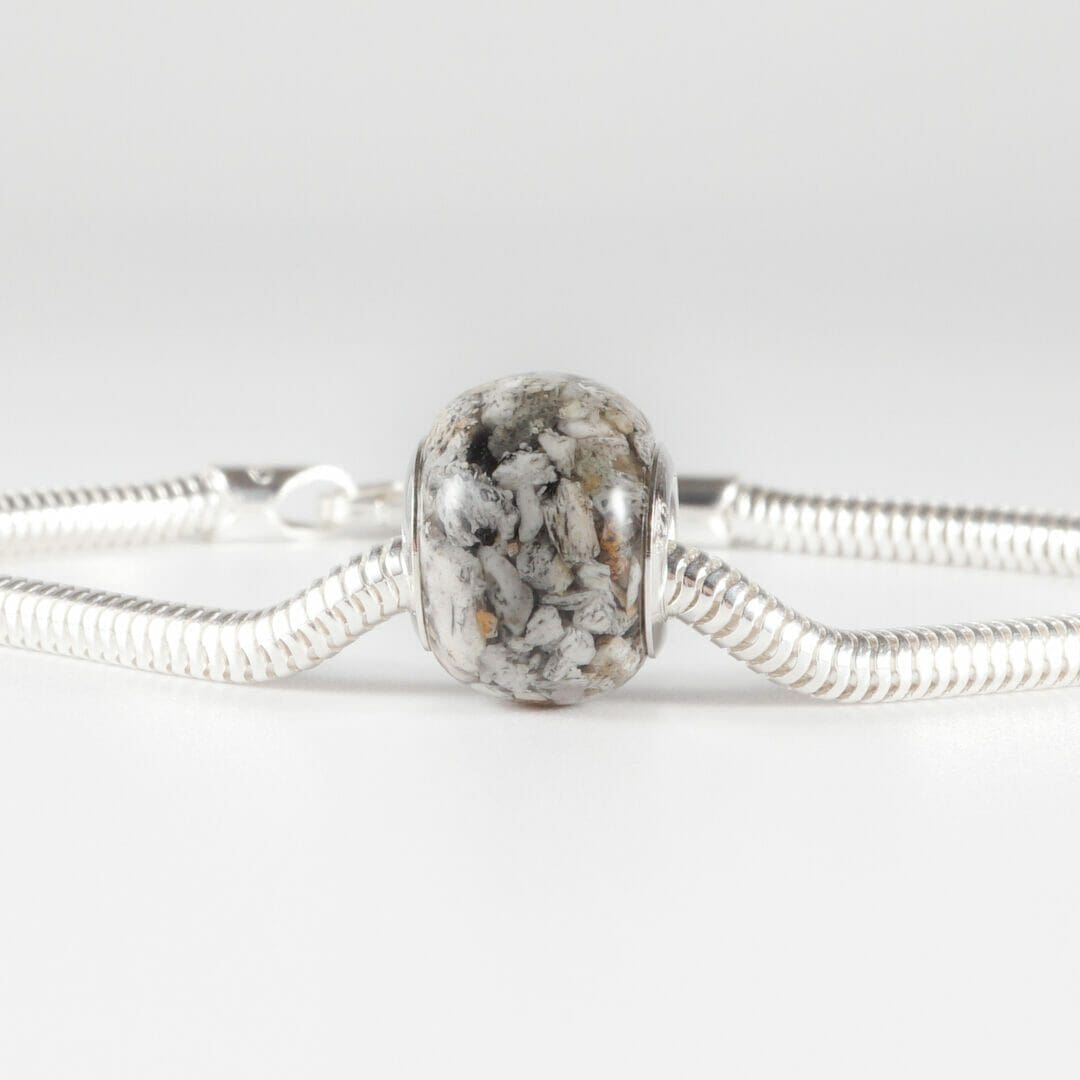 Cremation Ashes Charm- European Bead Bracelet - Bespoke Memorial Jewellery