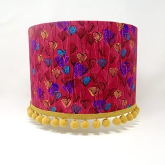 Drum lampshade in cerise and purple