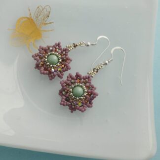 Dusky Pink Spring Blossom Flower Beaded Earrings