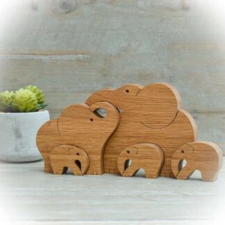Oak elephant family of five nestling together