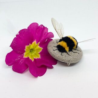 Punch Needle Embroidered Fluffy Bumblebee Brooch
