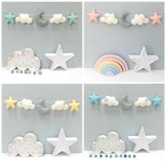 Moon and Star felt garland in your choice of colours.