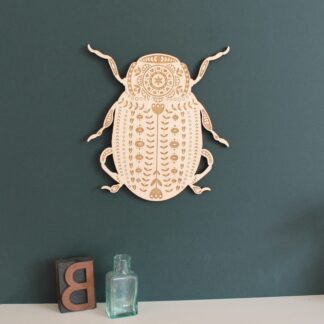 Large Wooden Folk Art Beetle Bug Wall Hanging