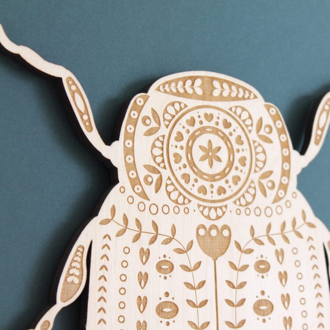 Large Wooden Folk Art Beetle Bug Wall Hanging - Image 6
