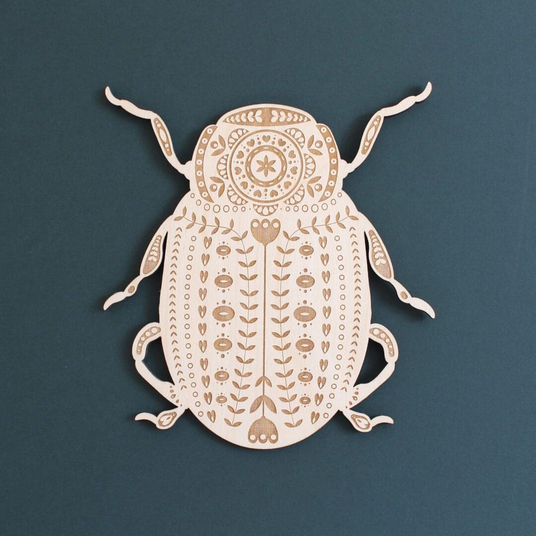 Large Wooden Folk Art Beetle Bug Wall Hanging - Image 5