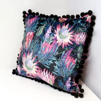 Floral print velvet cushion