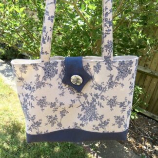 Blue floral shopping tote