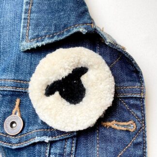 Fluffy Lamb Punch Needle Brooch