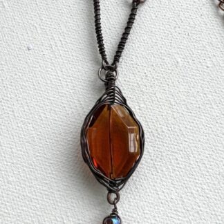 Golden Brown Herringbone Bead Wrapped Necklaces for Women in Dark Copper