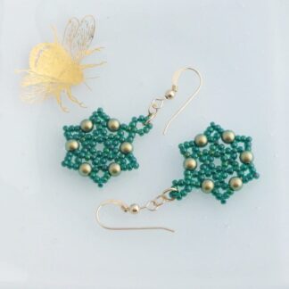 Green Star Earrings with 14k Gold Filled Earwires