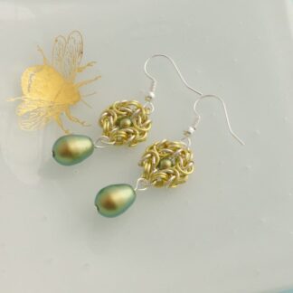 Green Vintage Look Drop Earrings
