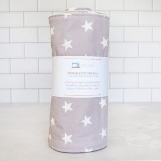 Reusable Kitchen Roll in Light Grey Stars Print