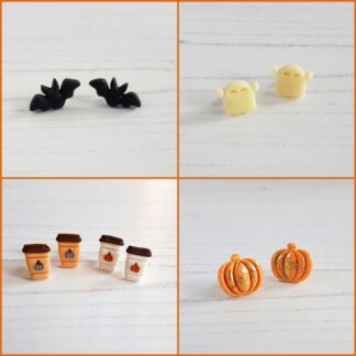 Autumn and Halloween STUD or MINI HOOP leaf earrings CHOOSE YOUR STYLE and Colour