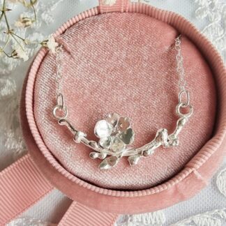 Handmade Silver Cherry Blossom Twig Necklace