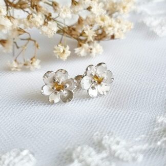 Handmade Recycled Sterling Silver 'Daisy' Tourmaline Stud Earrings