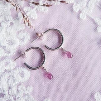 Handmade Sterling Silver Tourmaline Briolette Hoop Earrings