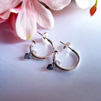 Handmade Sterling Silver Hoop Charm Earrings