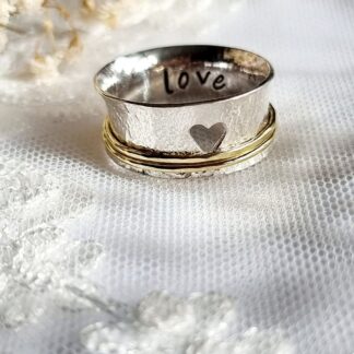 Handmade Sterling Silver 'Love' Spinner Ring