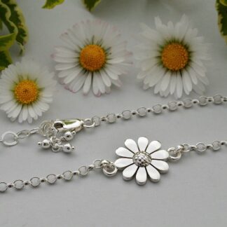 Handmade Sterling Silver Daisy Flower Bracelet