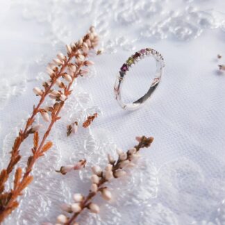 Handmade Sterling Silver Half Eternity 'Autumnal pallette'