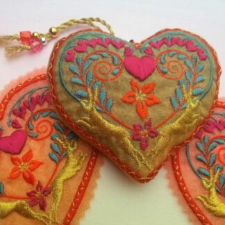 Embroidered HEARTS and HARES, scented lavender bag, with add on option to buy HEART embroidered card