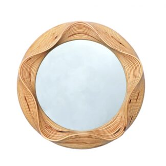 Round mirror made from birch wood