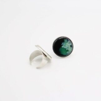 Statement porcelain ring, black & light green