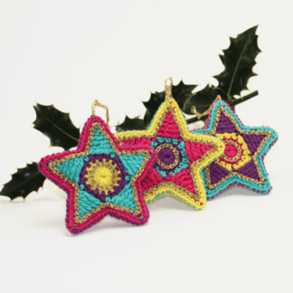 Set of 3 hanging star decorations