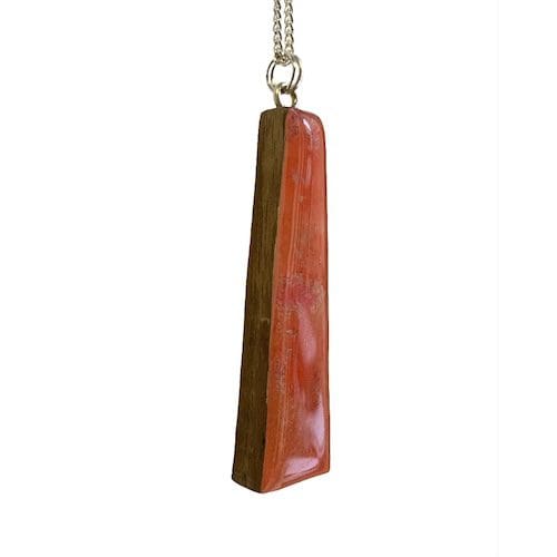 Tangerine orange geometric wooden necklace - Image 2