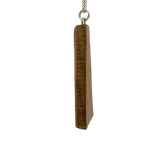 Tangerine orange geometric wooden necklace - Image 5