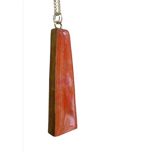 Tangerine orange geometric wooden necklace - Image 3