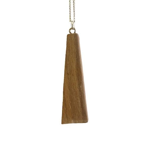 Tangerine orange geometric wooden necklace - Image 4