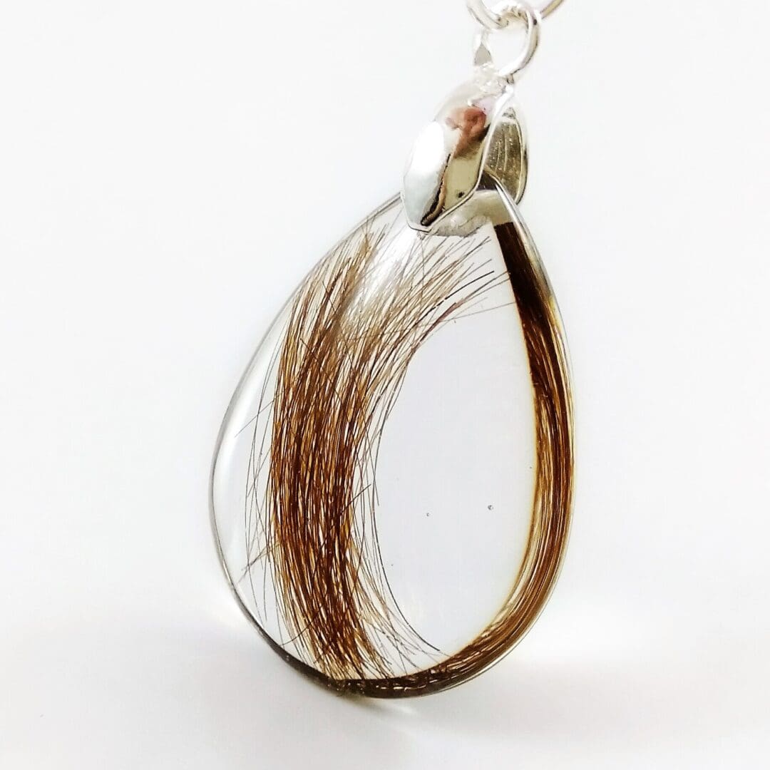 Lock of Hair Keepsake Jewellery - Clear Resin Teardrop Pendant